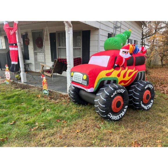 🆕7.5FT Christmas Inflatable Santa Drive Monster Truck LED Light Yard Decoration - Picture 2 of 8